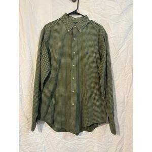Ralph Lauren Classic Fit Green Plaid Button-Down Shirt LARGE Pony Logo Men’s